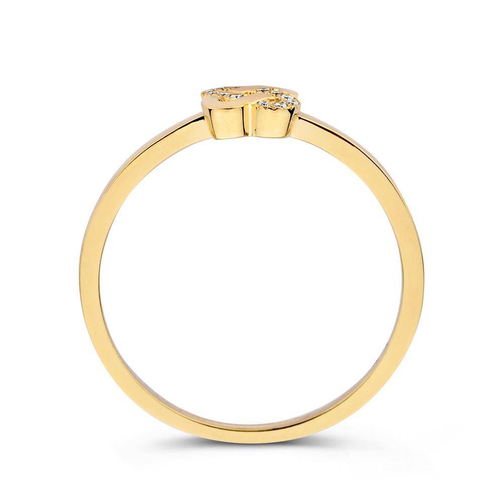 Elegante Anillo de oro amarillo con diseño de nudo y diamante: Una joya atemporal 0.04 crt.
