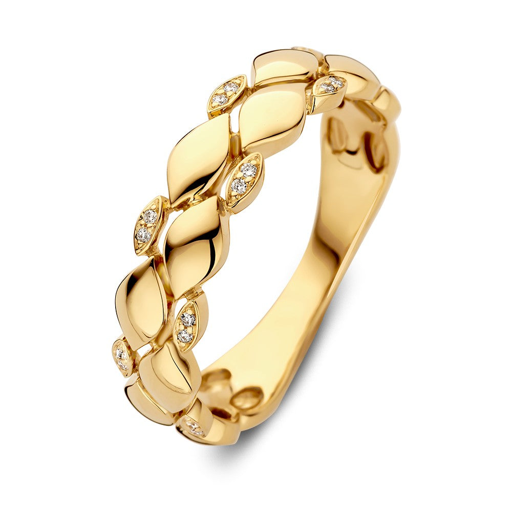 Anillo de oro amarillo refinado con acentos de diamante de 0.04ct.