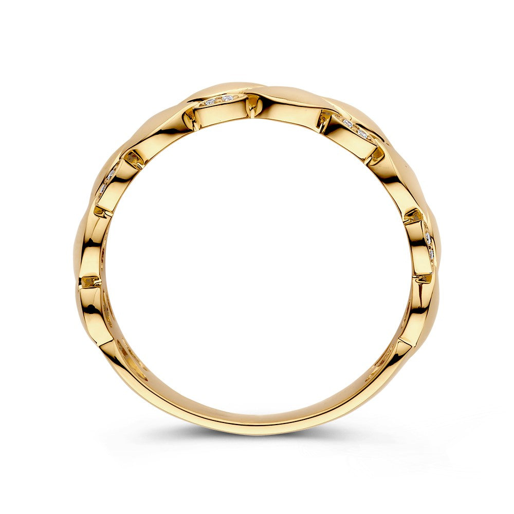 Anillo de oro amarillo refinado con acento de diamante de 0.04ct