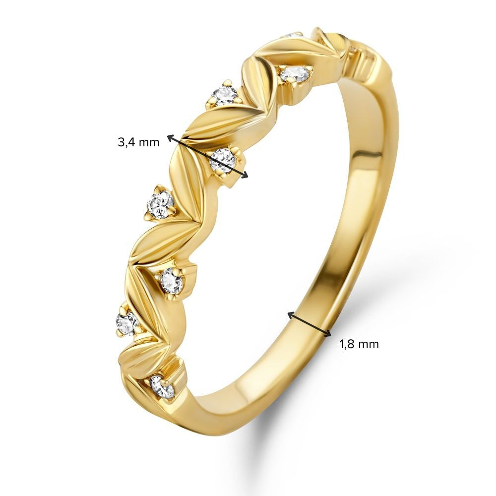 Elegante Anillo de Oro Amarillo con Diamante, Brillo Atemporal 0.08 crt.