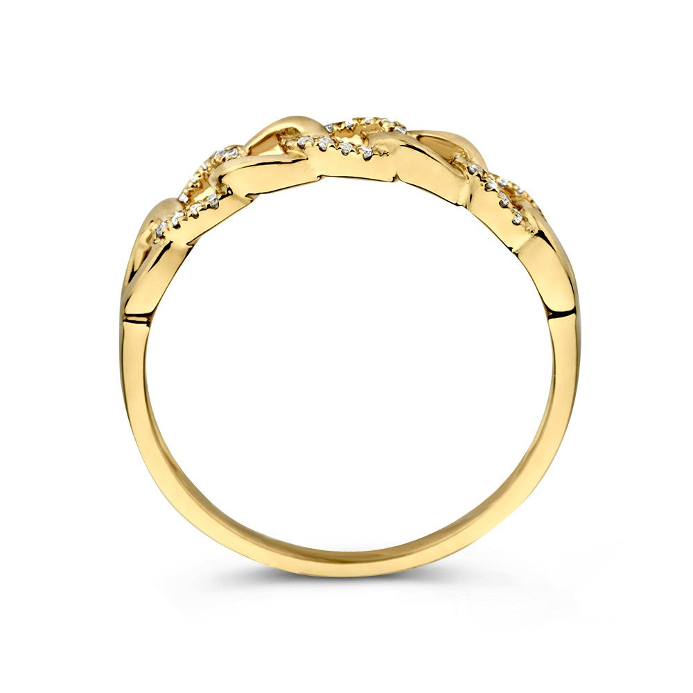 Anillo de eslabones de oro amarillo con diamante - lujo de 14 quilates para de mujer