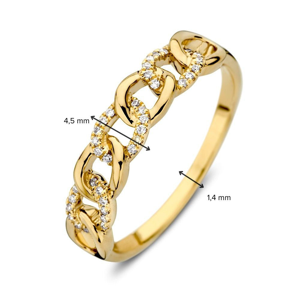 Anillo de eslabones de oro amarillo con diamante - lujo de 14 quilates para de mujer