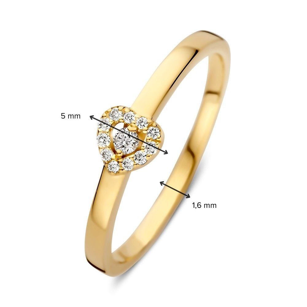 Anillo de oro amarillo elegante con diamante - Elegancia atemporal 0.08 crt.