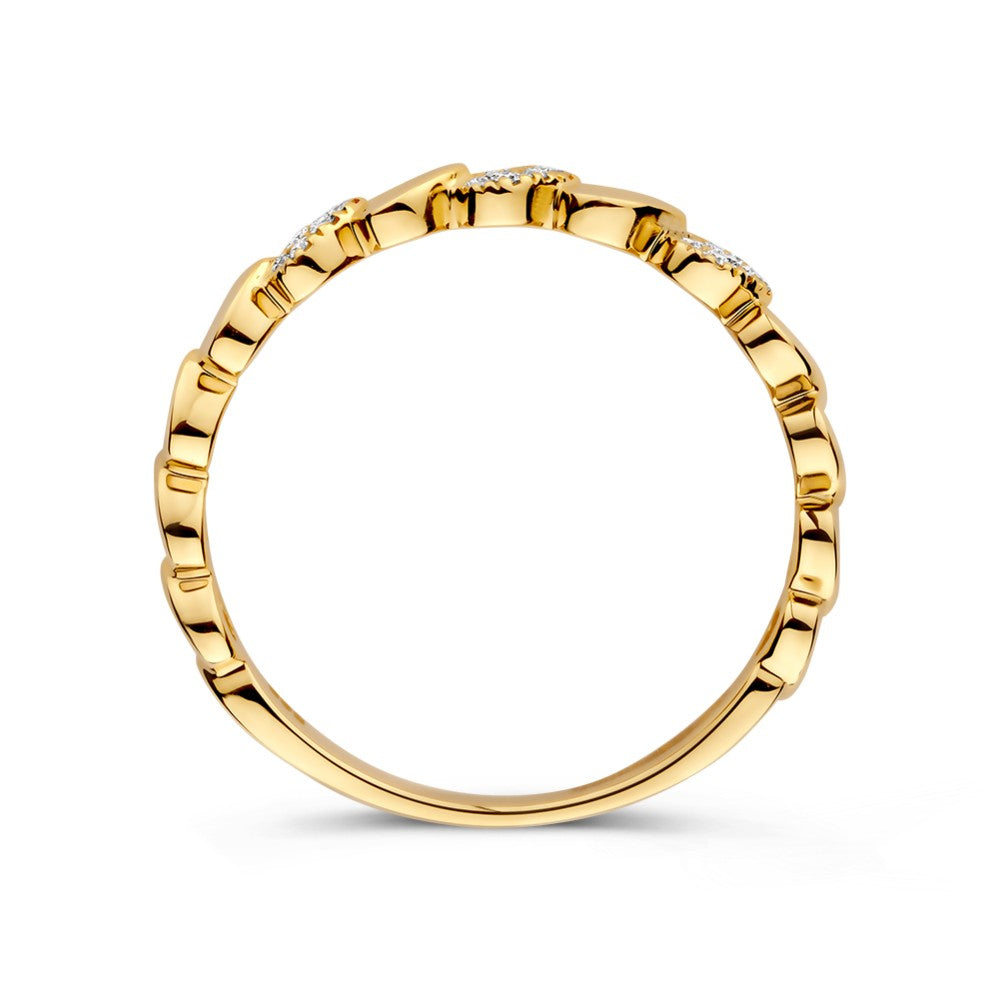 Anillo de oro amarillo con diamantes – Elegancia sutil 0.09 crt.