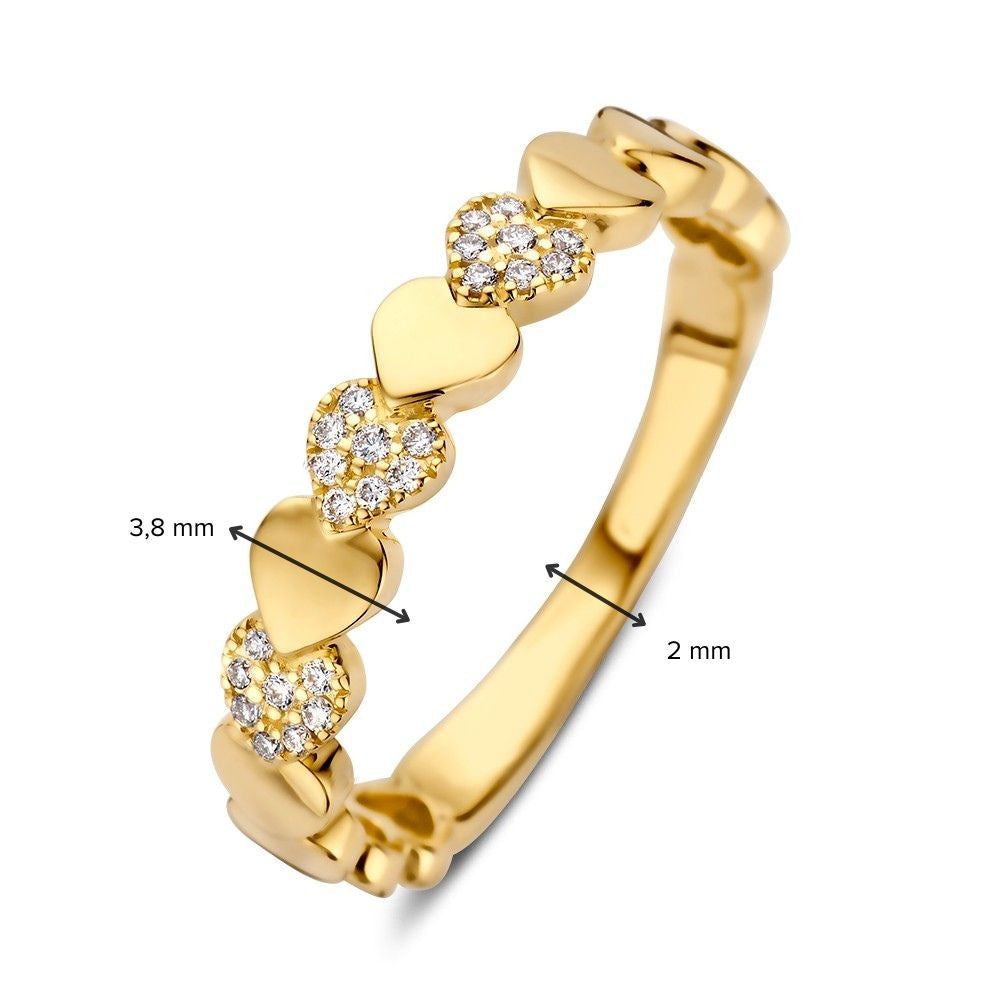 Anillo de oro amarillo con diamantes – Elegancia sutil 0.09 crt.