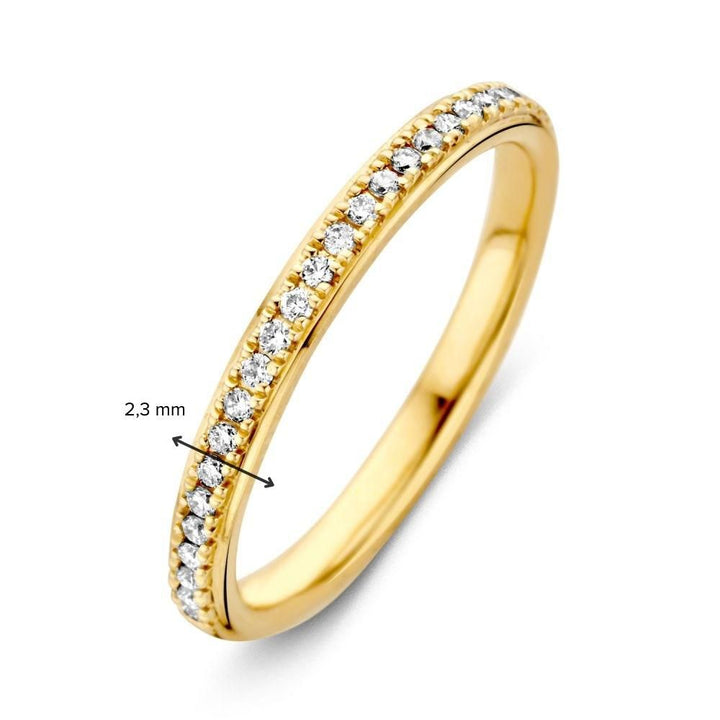 Geelgouden Damesring met 0.17 Caraat Briljant Diamant – 14 Karaat Goud, H/SI-1 Kwaliteit – Gratis Verzending