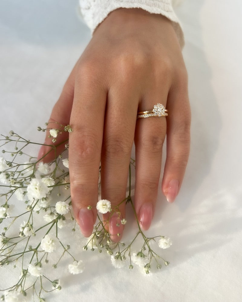 Anillo de mujer de oro amarillo con diamante brillante de 0.17 quilates - Oro de 14 quilates, calidad H/SI-1 - Envío gratis