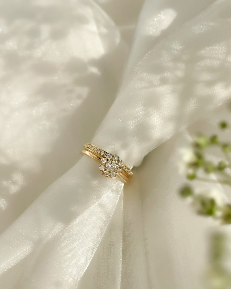 Anillo de mujer de oro amarillo con diamante brillante de 0.17 quilates - Oro de 14 quilates, calidad H/SI-1 - Envío gratis