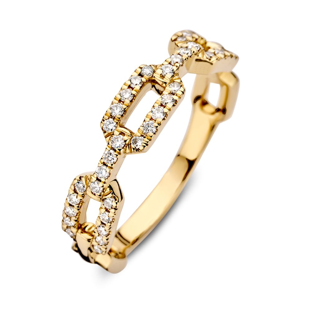 Anillo de eslabones en oro amarillo con diamantes brillantes de 0.27 crt.