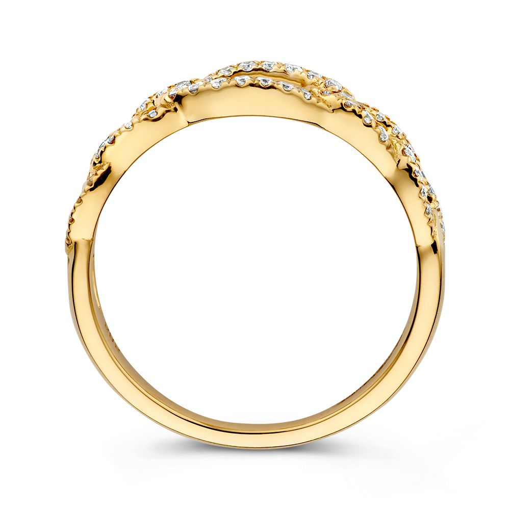 Elegante Anillo de Oro Amarillo con Diamantes Brillantes – 14 Quilates de Oro y 0,28 Quilates de Diamante