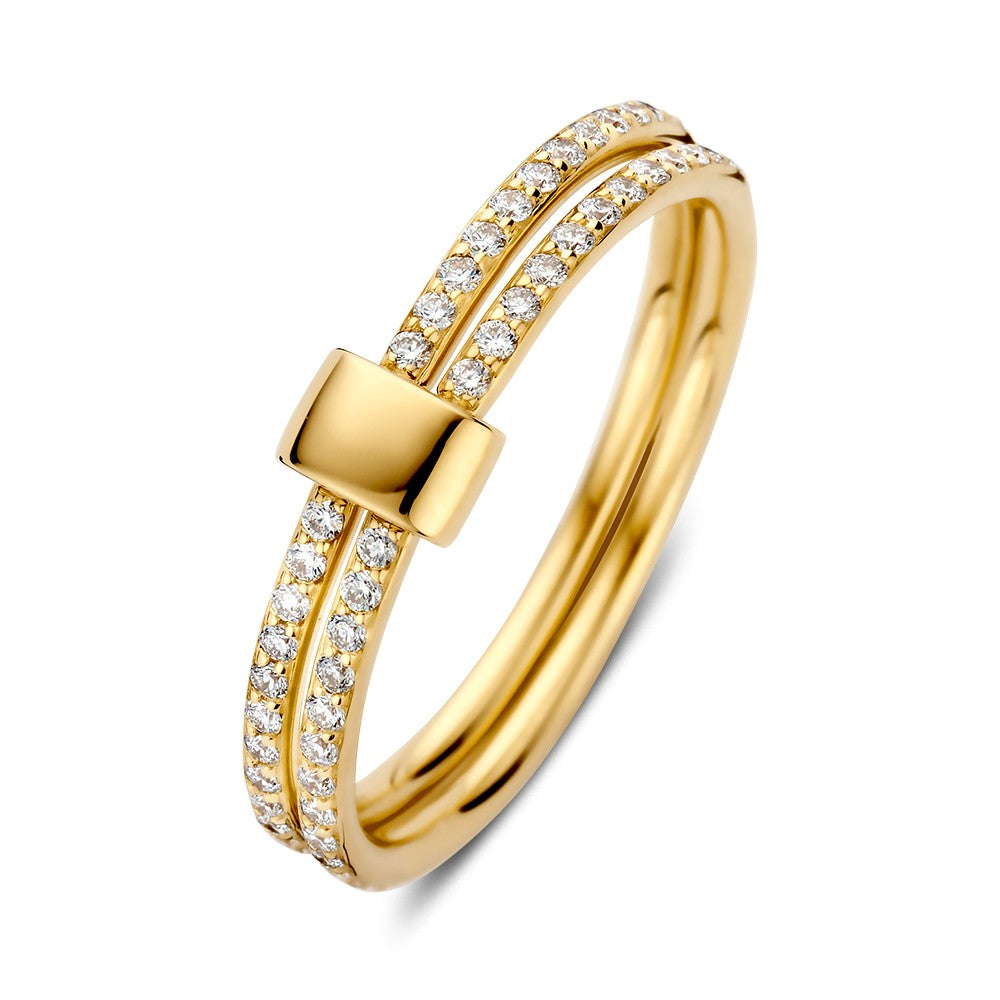 Anillo de oro amarillo de 14 quilates con diamantes brillantes de 0,28 quilates.