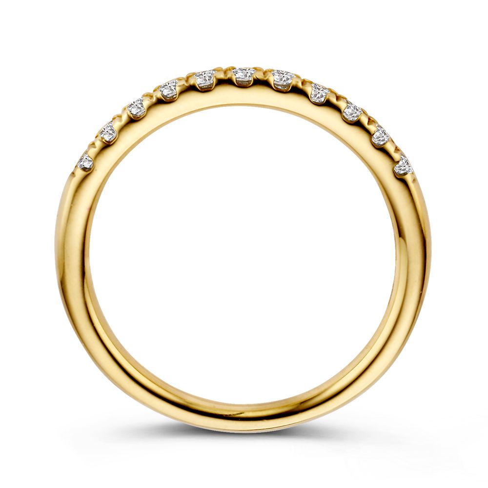 Elegante Anillo de Oro Amarillo con 11 Diamantes – 14 Quilates de Oro