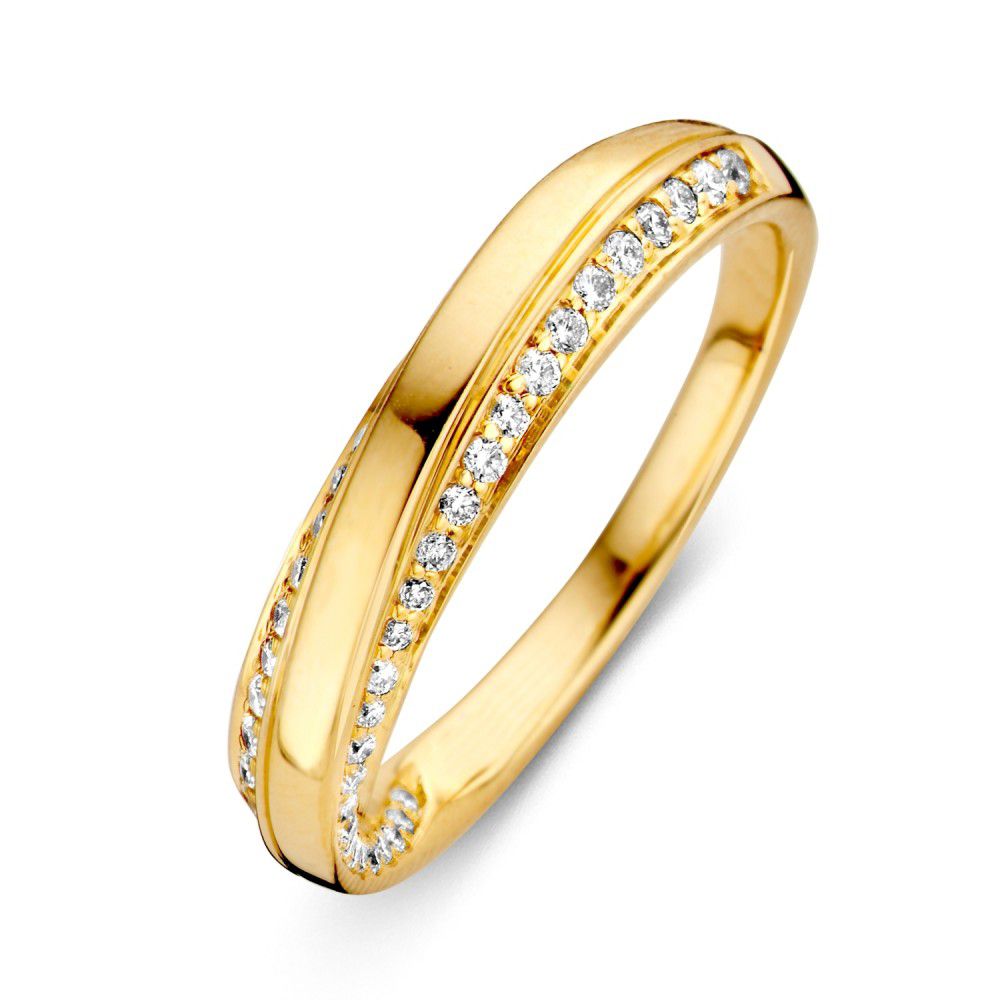 Anillo de oro amarillo elegante con diamantes brillantes de 0.32ct.