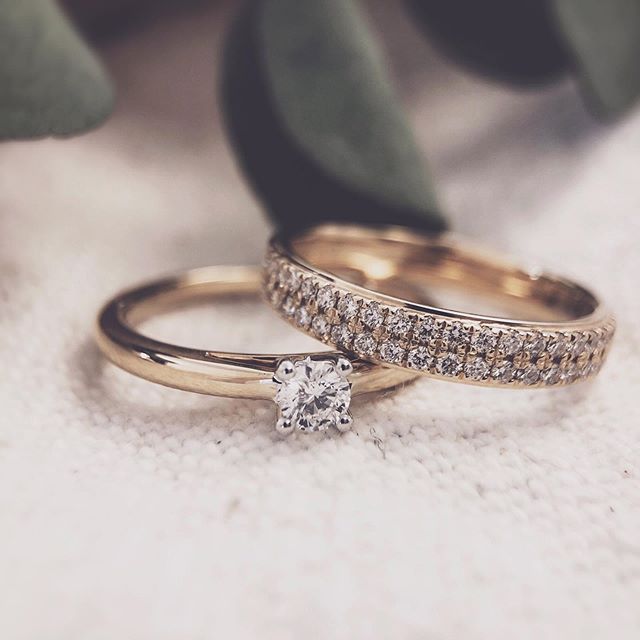 Anillo de mujer en oro amarillo con brillante en engaste pavé – 14 quilates, 0.33 quilates de diamante – Envío gratis