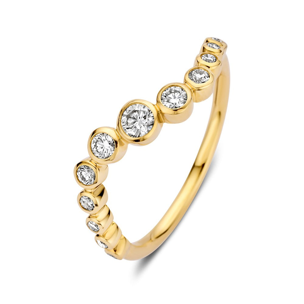 Anillo de oro amarillo de 14k con diamantes de 0.37ct de la colección 'Bubbles', con un diseño juguetón.