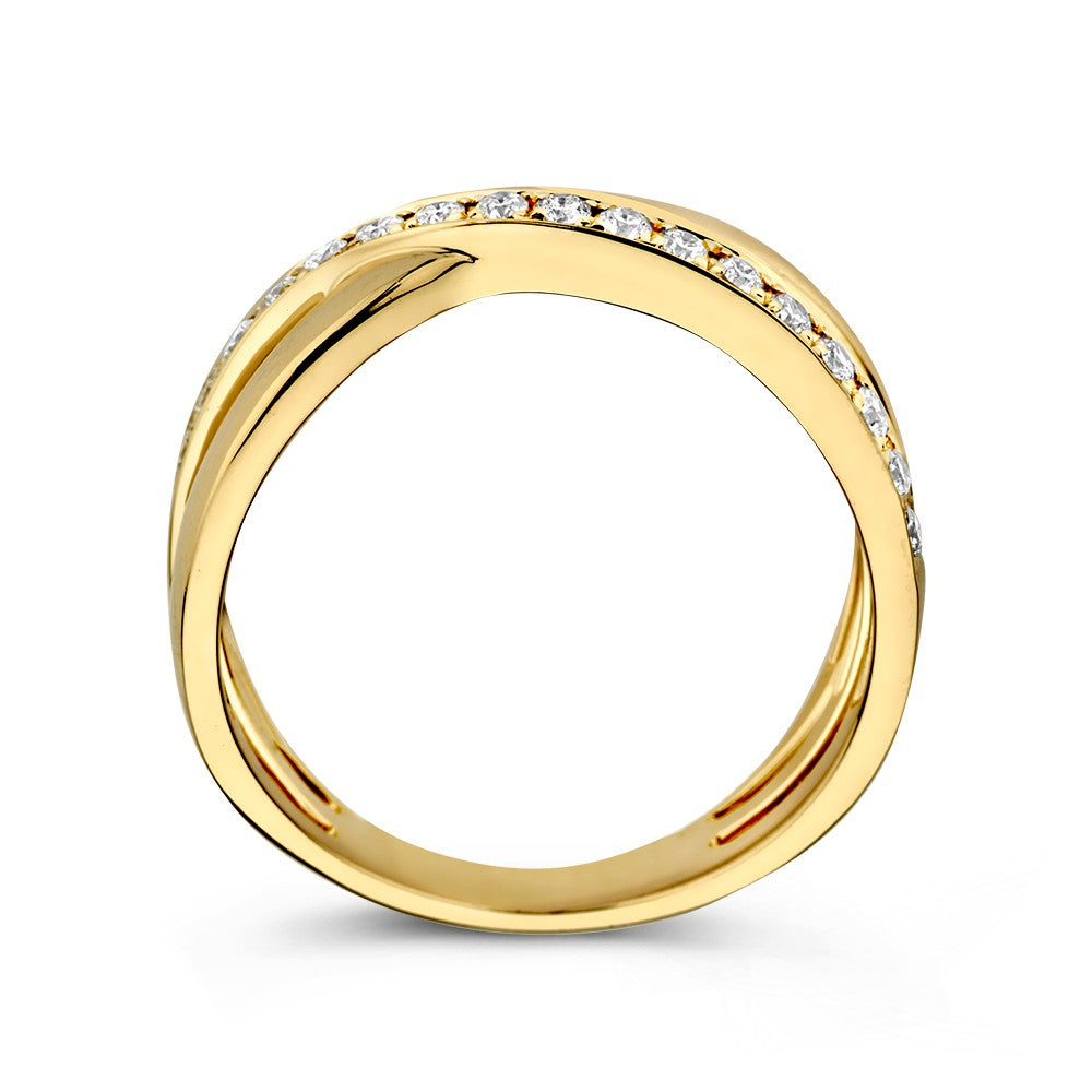 Anillo Cruzado de Oro Amarillo con Diamante – Lujo de 14 Quilates para de Mujer