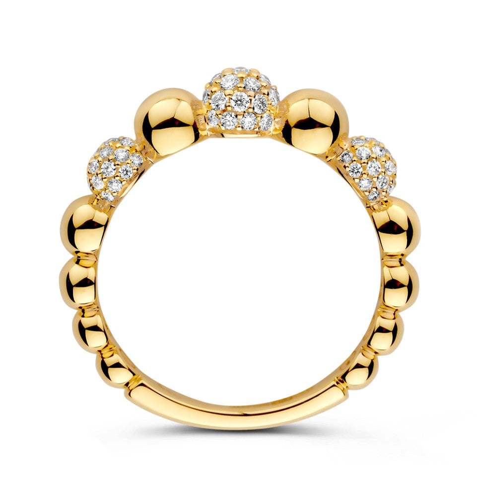 Elegante Anillo de Oro Amarillo con Diamantes – 14 Quilates de Oro, 0.42ct Diamantes