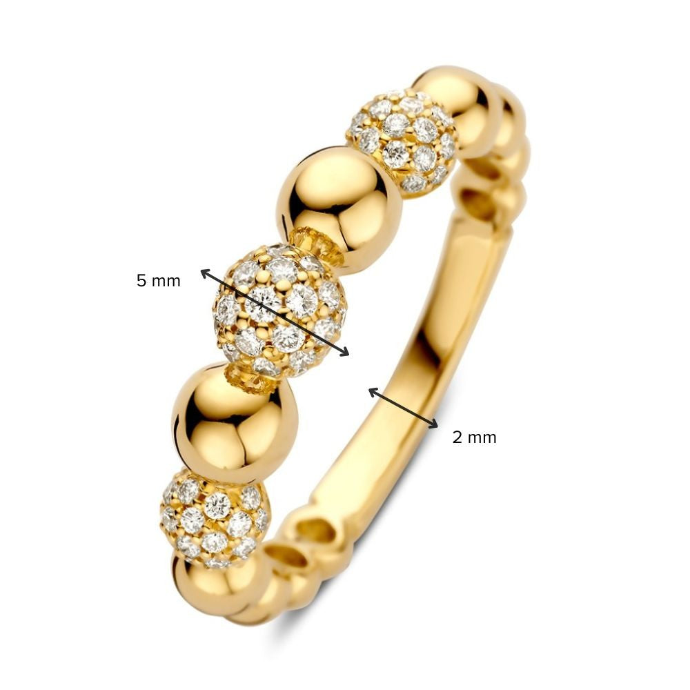 Elegante Anillo de Oro Amarillo con Diamantes – 14 Quilates de Oro, 0.42ct Diamantes