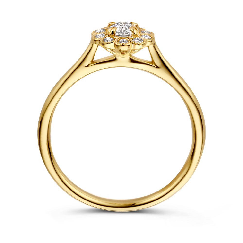 Anillo de oro amarillo vintage con diamantes – 14 quilates de oro, 0.43ct diamantes