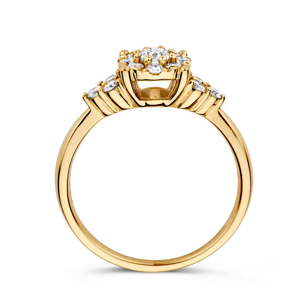 Espléndido Anillo de Entourage en Oro Amarillo con Diamante – 14 Quilates 0.56 crt.