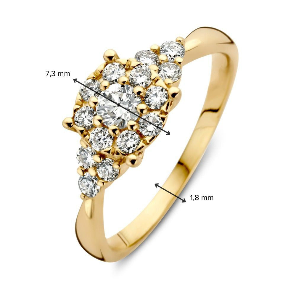 Espléndido Anillo de Entourage en Oro Amarillo con Diamante – 14 Quilates 0.56 crt.