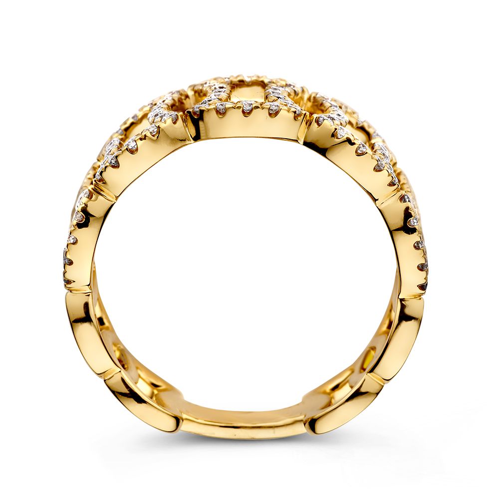 Anillo de declaración en oro amarillo único con diamantes brillantes – 14 quilates 0.65 crt.