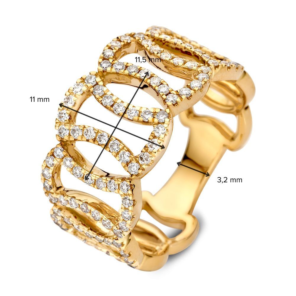 Anillo de declaración en oro amarillo único con diamantes brillantes – 14 quilates 0.65 crt.
