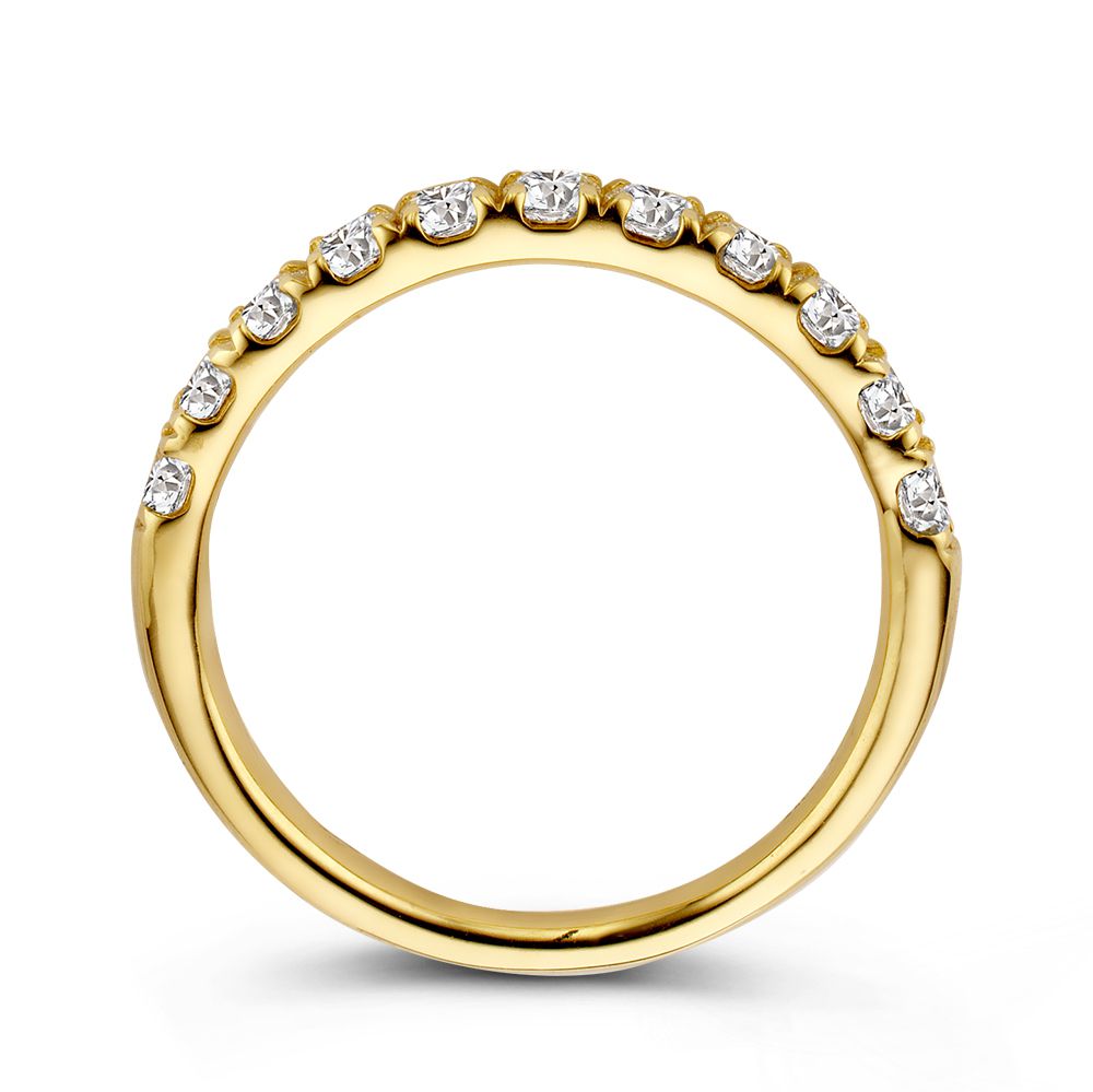 Anillo elegante de oro amarillo con 11 diamantes de corte brillante 0.74 crt.