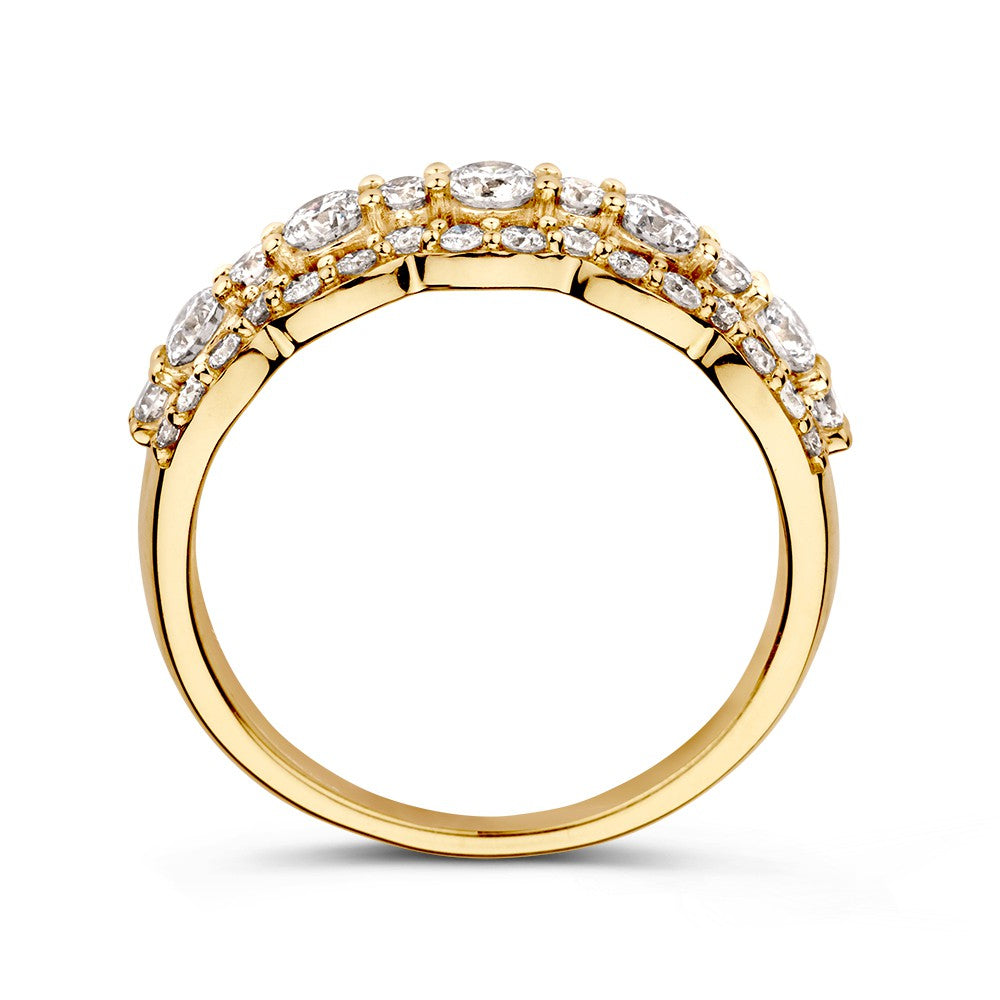 Anillo de oro amarillo de 14 quilates con diamante y diseño ondulado 1.00 crt.