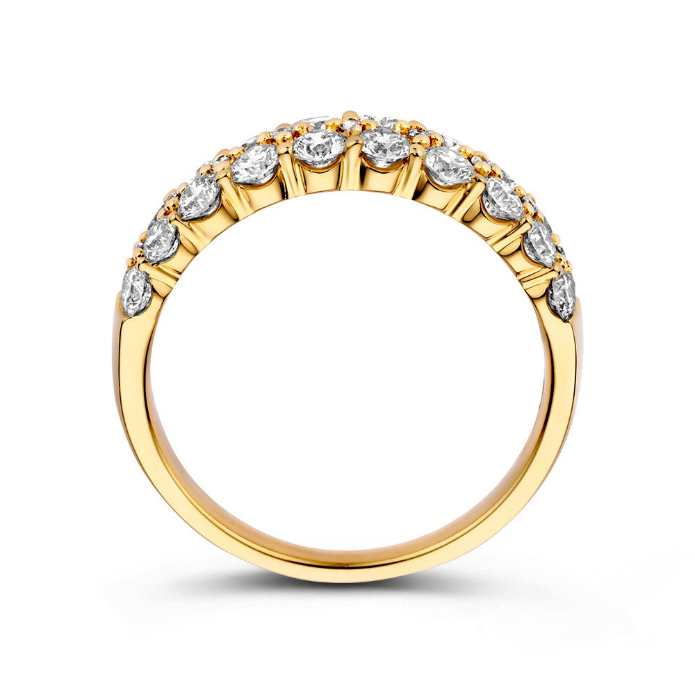 Anillo de lujo en oro amarillo con diamantes en pavé – 1.45 quilates, 14 quilates de oro amarillo