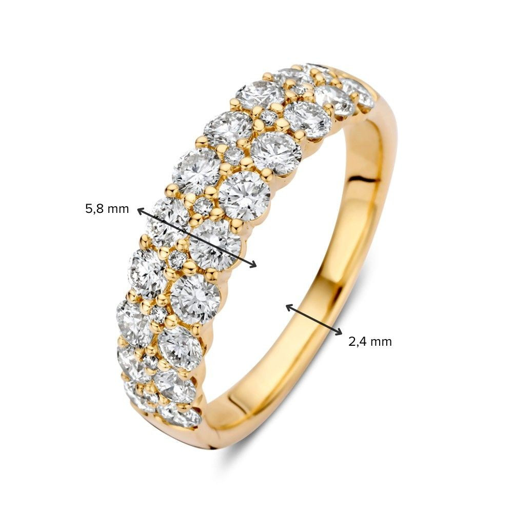 Anillo de lujo en oro amarillo con diamantes en pavé – 1.45 quilates, 14 quilates de oro amarillo
