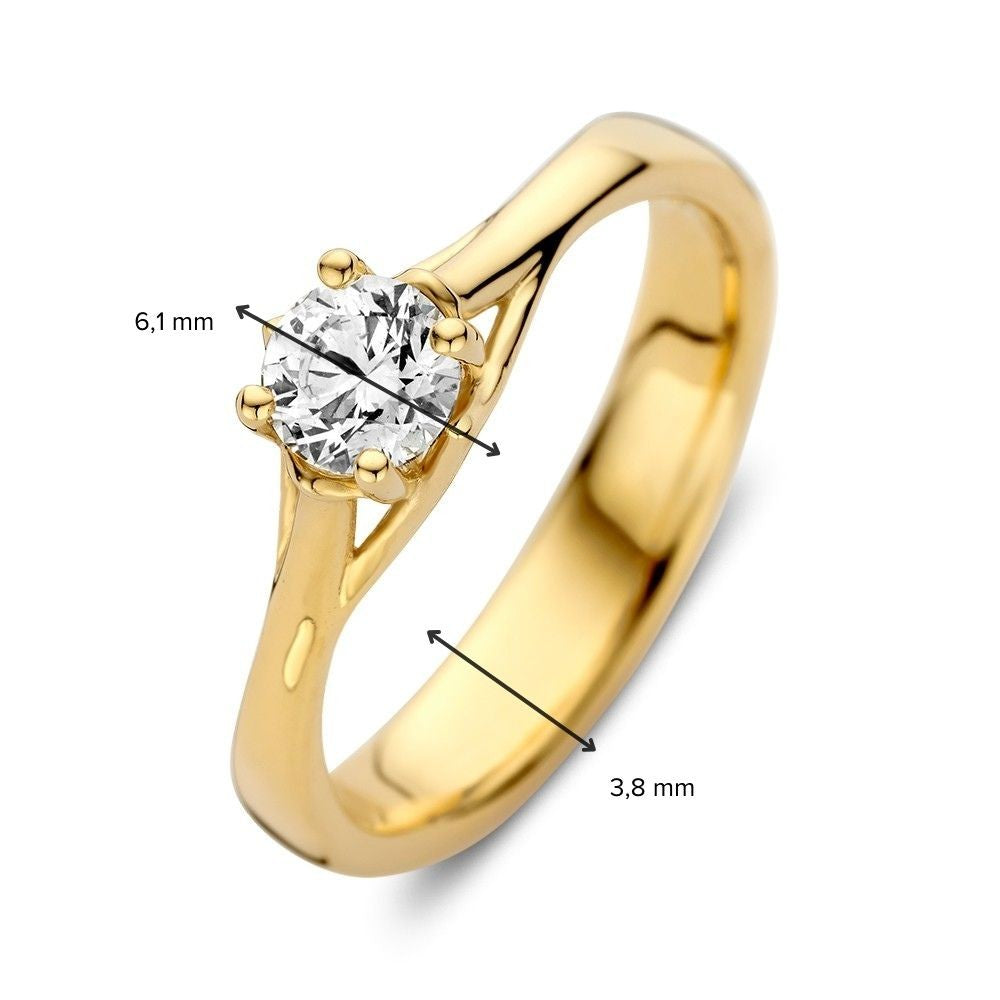 Anillo de oro amarillo solitario con diamante cultivado en laboratorio de 0,50 quilates - Elegancia en su forma más pura 0.50 crt.