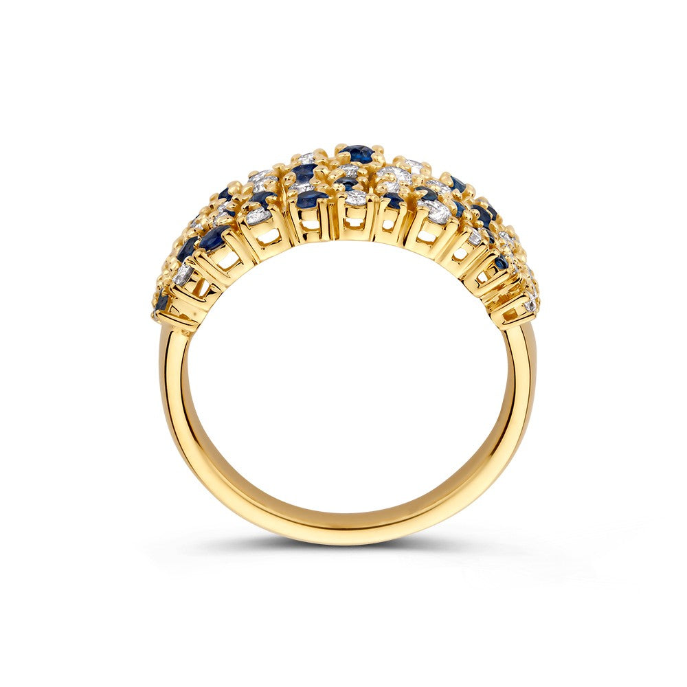Anillo oro amarillo brillante + zafiro