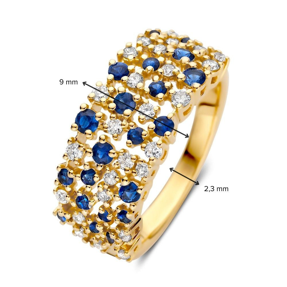 Anillo oro amarillo brillante + zafiro