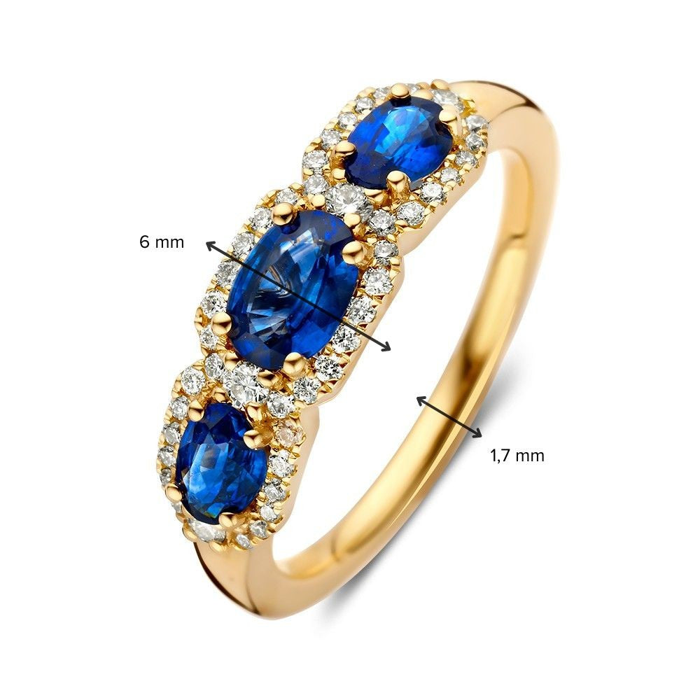 Anillo oro amarillo brillante + zafiro
