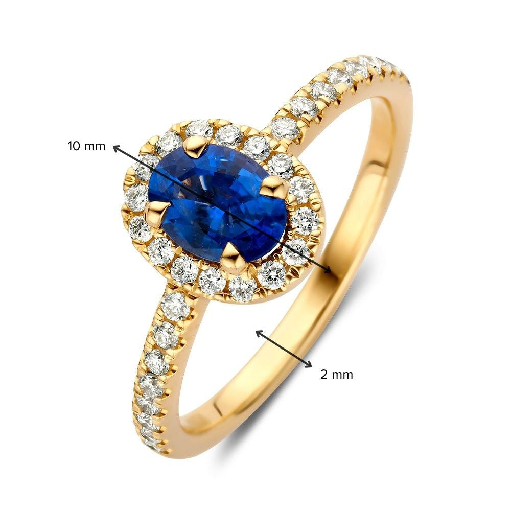 Anillo oro amarillo brillante + zafiro