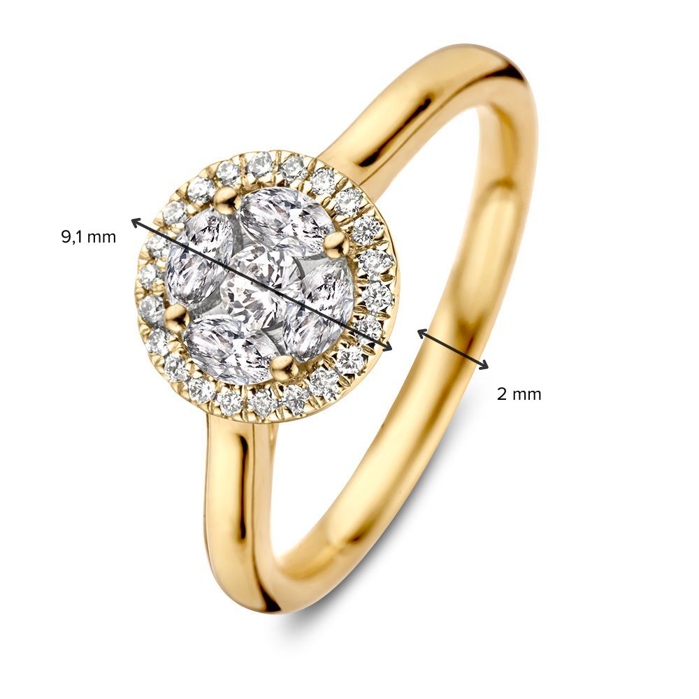 Anillo de oro amarillo con diamantes - 0,52 quilates - formas de talla brillante y marquesa