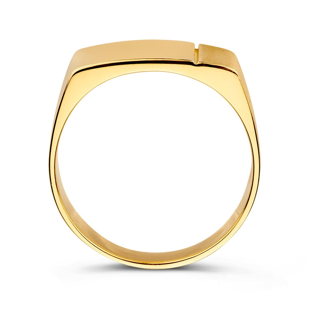 Anillo de hombre chapado en oro con acabado mate y pulido - Anillo robusto y elegante para de hombre