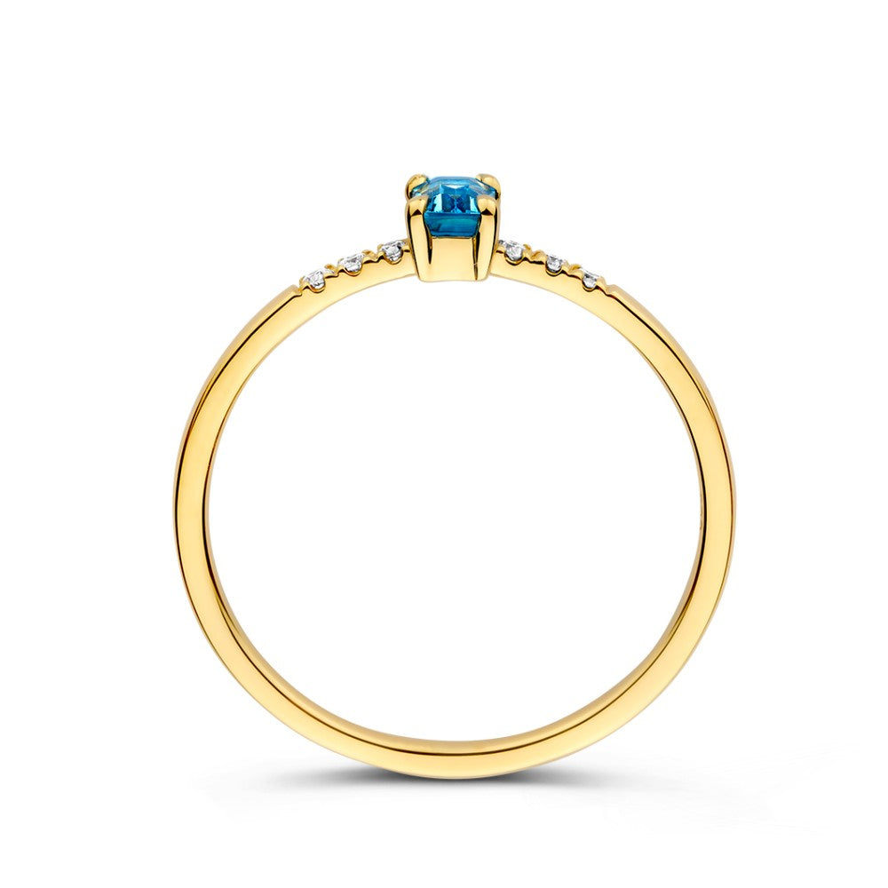 Anillo oro amarillo topacio + brillante