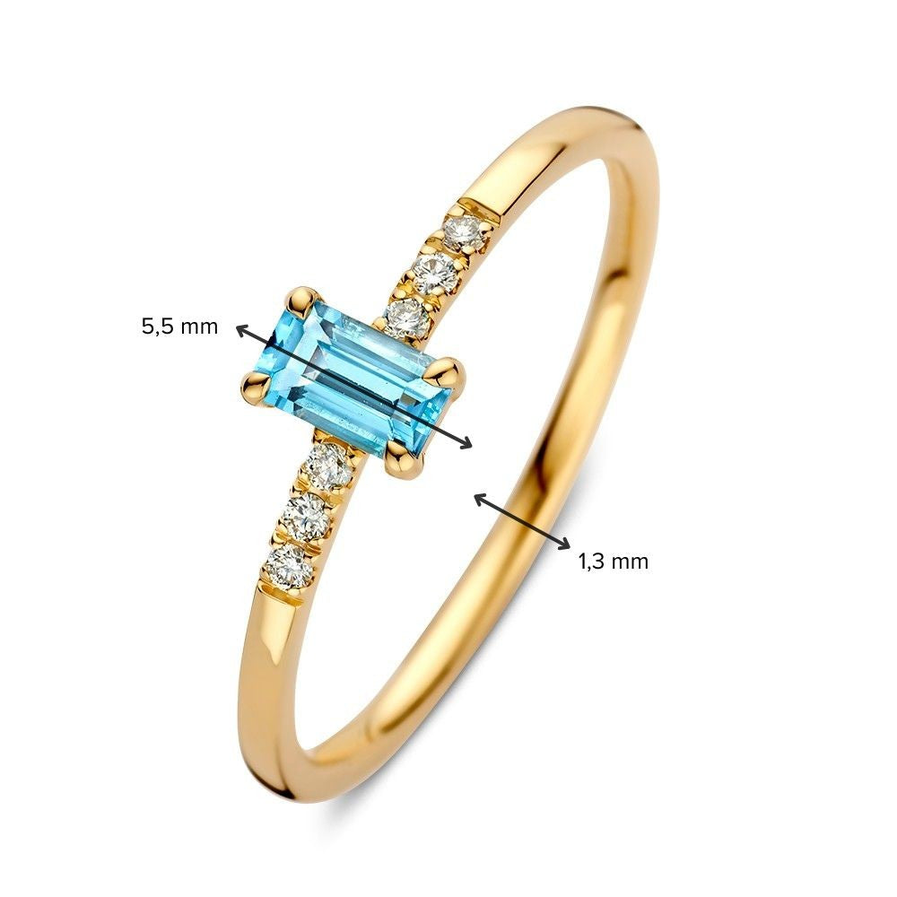 Anillo oro amarillo topacio + brillante