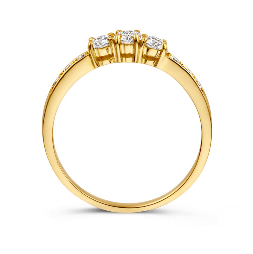 Anillo de oro amarillo con circonitas – 14 quilates de oro amarillo, elegancia sutil