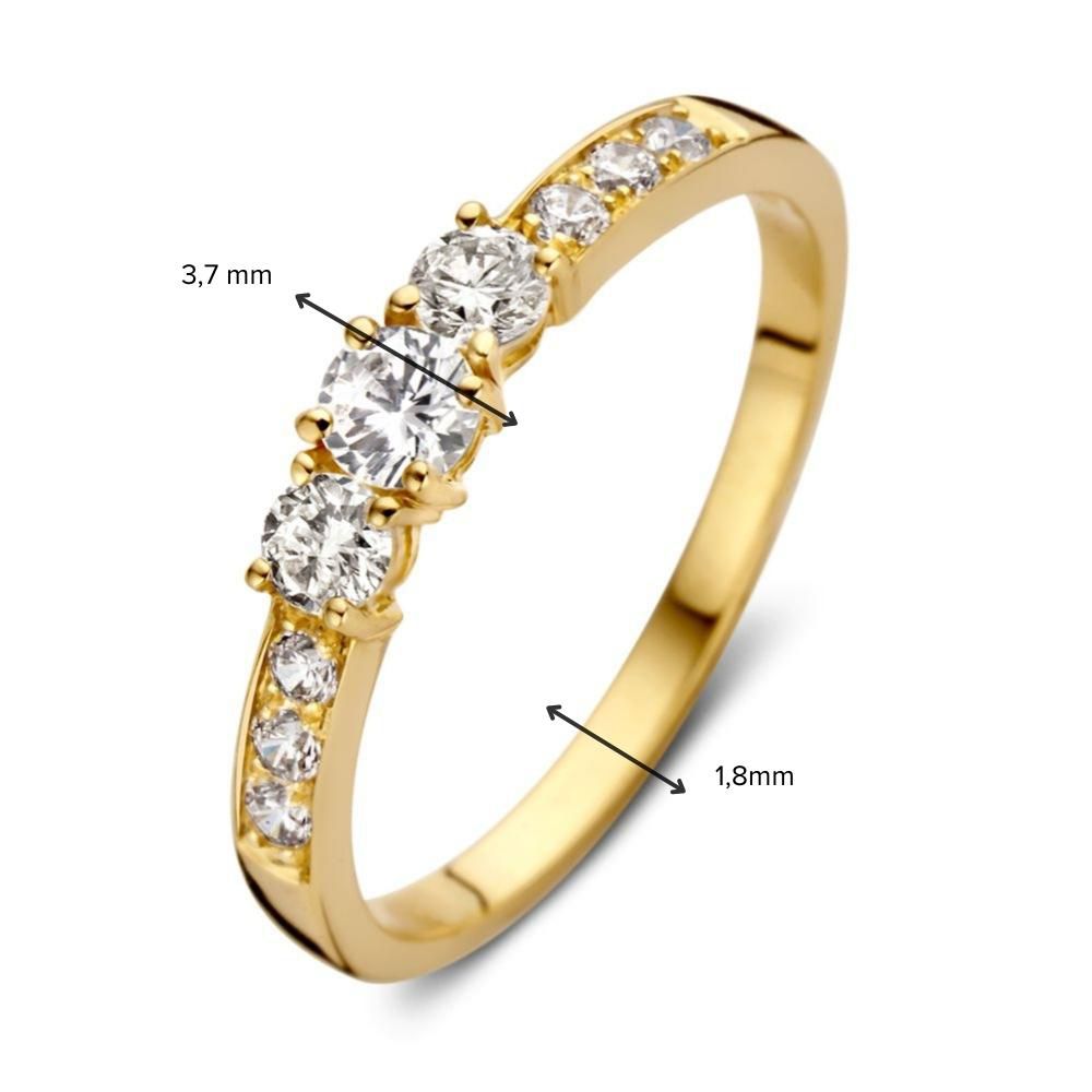 Anillo de oro amarillo con circonitas – 14 quilates de oro amarillo, elegancia sutil