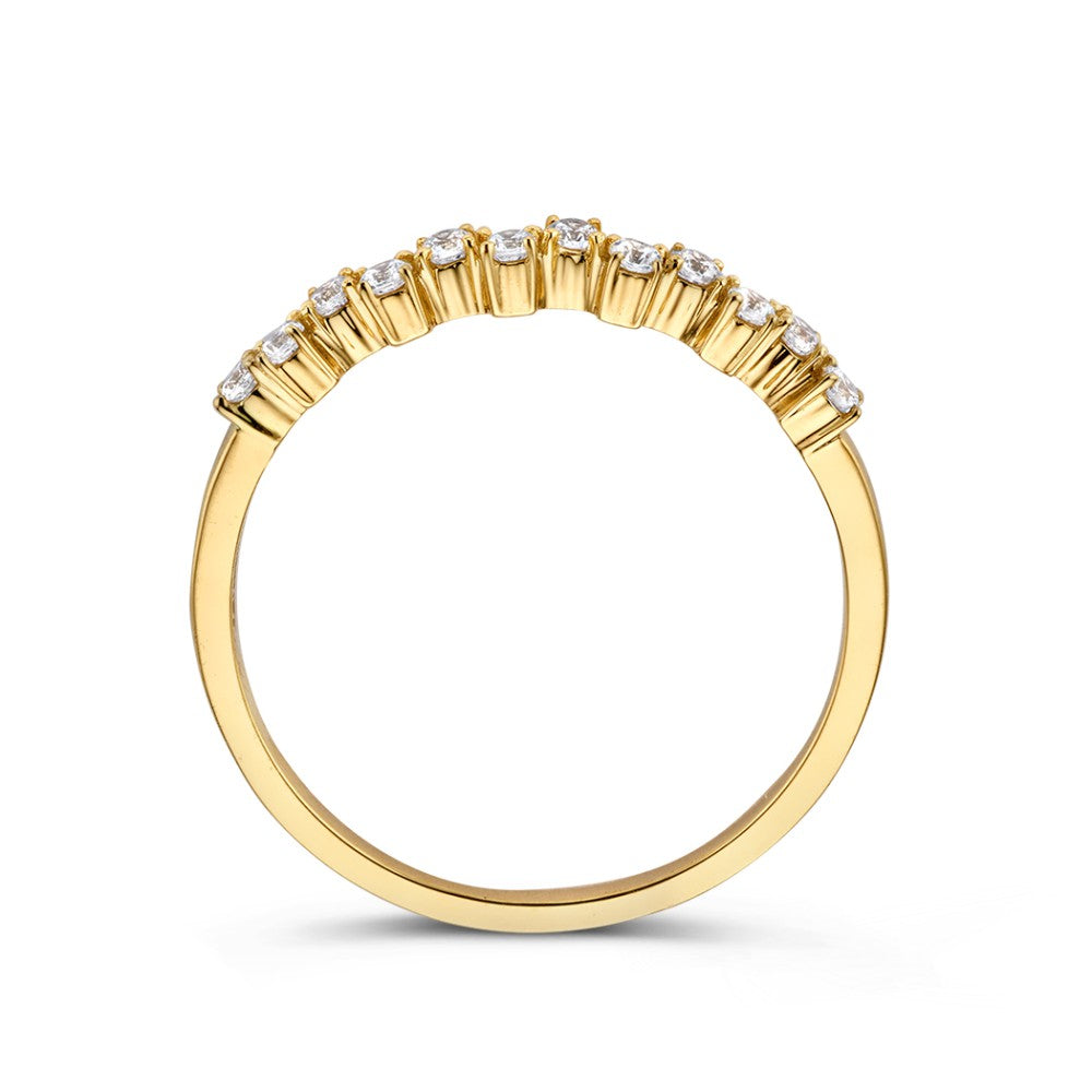 Fina Anillo de Oro Amarillo con Brillantes Circonitas – 14 Quilates Oro Amarillo