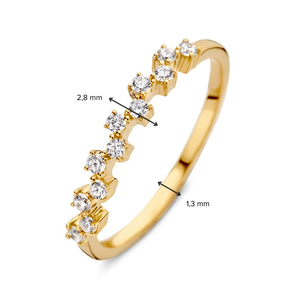 Fina Anillo de Oro Amarillo con Brillantes Circonitas – 14 Quilates Oro Amarillo