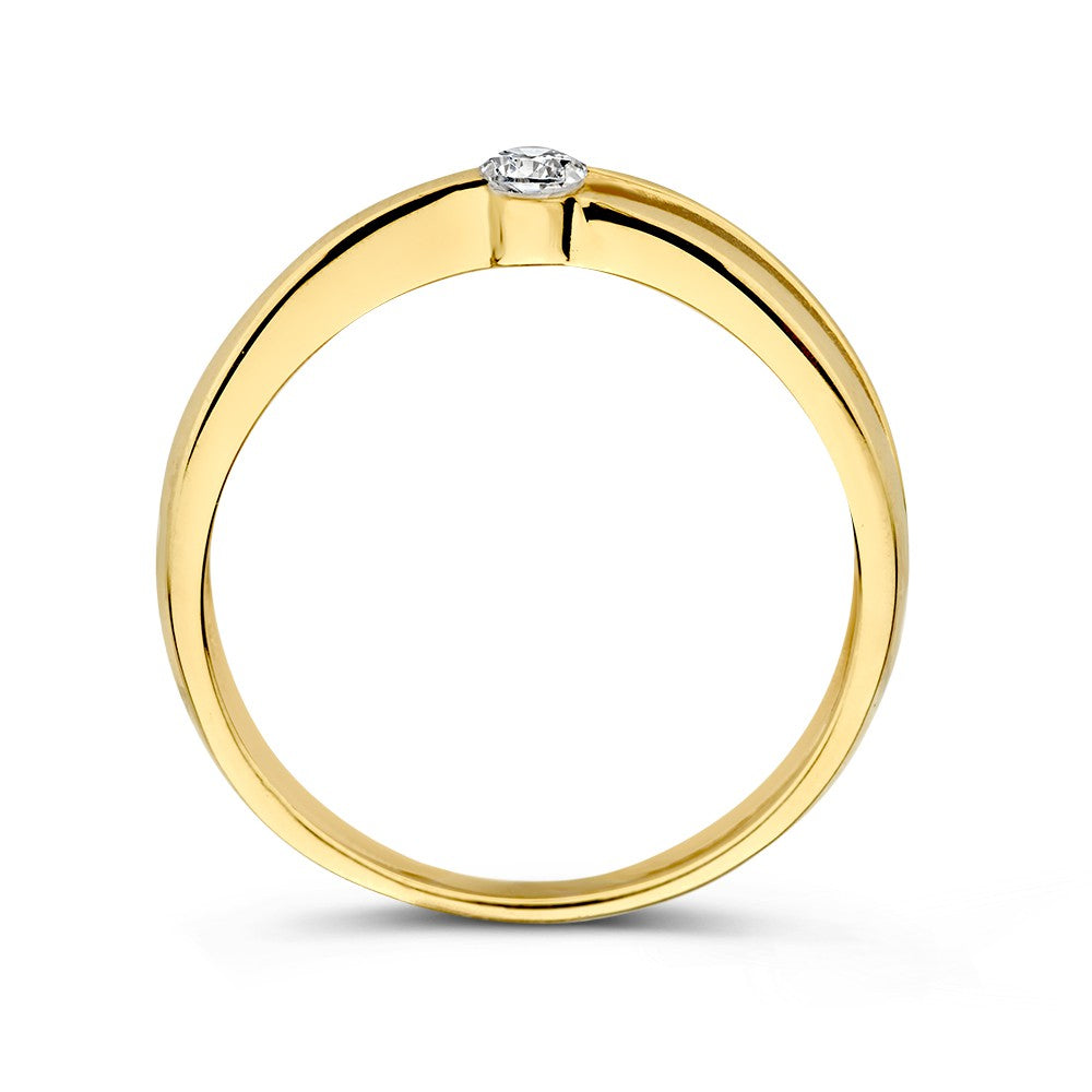 Anillo de oro amarillo de 14K con circonitas - Joya elegante de mujer