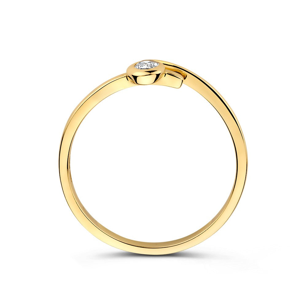 Anillo de oro amarillo refinado con circonitas en engaste elegante - Elegancia sutil para cada ocasión