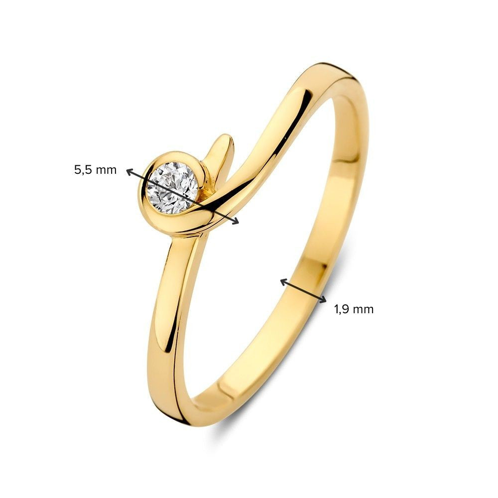 Anillo de oro amarillo refinado con circonitas en engaste elegante - Elegancia sutil para cada ocasión