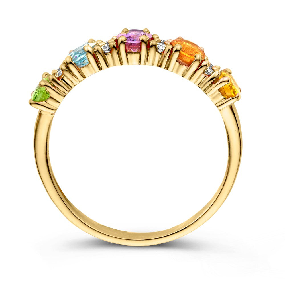 Anillo de oro rosa con zafiros arcoíris y diamantes – Van der Kooij Joyería de Lujo