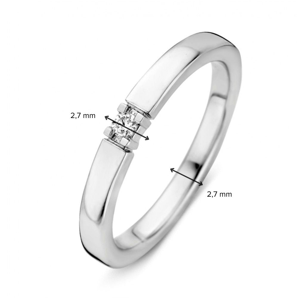 Anillo de oro blanco de 14 quilates con 0,05 quilates de diamante