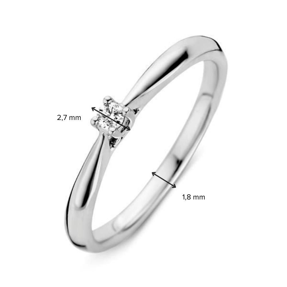 Anillo de oro blanco de 14 quilates con 0,06 quilates de diamante